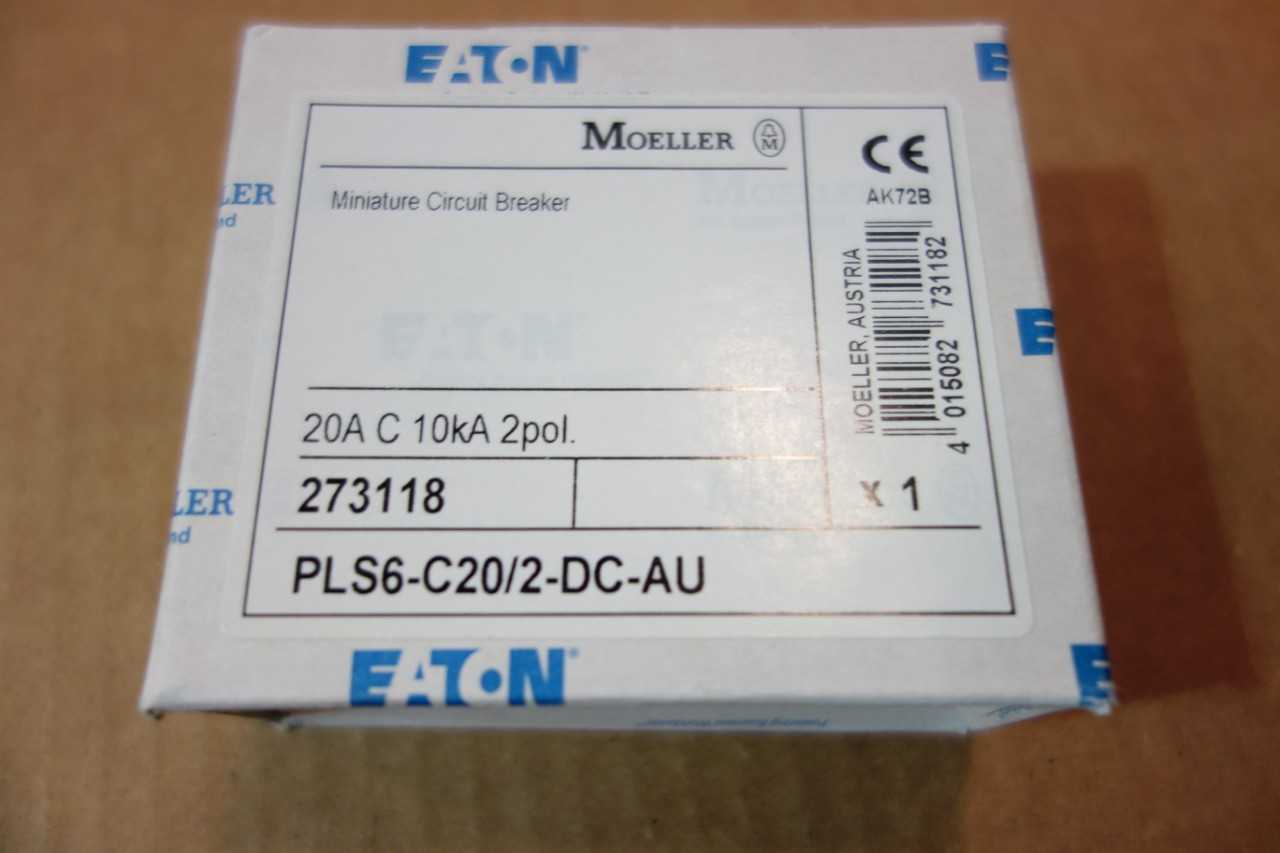LOT OF EATON MOELLER CIRCUIT BREAKERS 2 POLE 20 AMP 10KA DC\ RATED PLS6-C20/2DC - CIRCUIT BREAKERS
