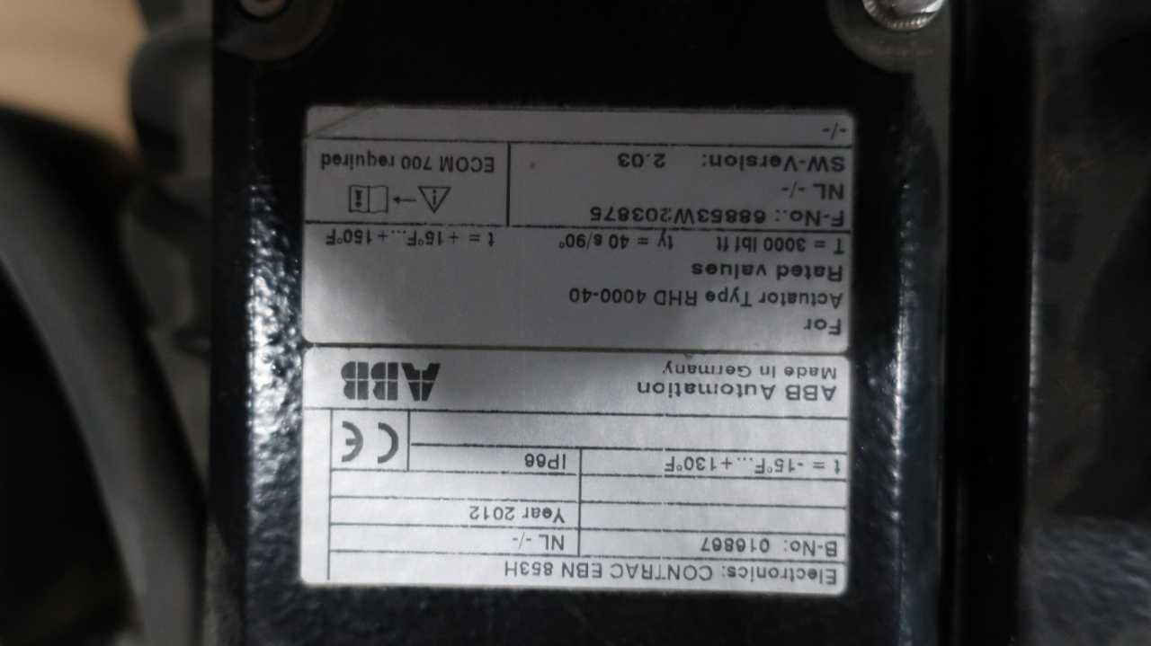 ABB RHD 4000-40 CONTRAC ELECTRIC ROTARY VALVE ACTUATOR - VALVES