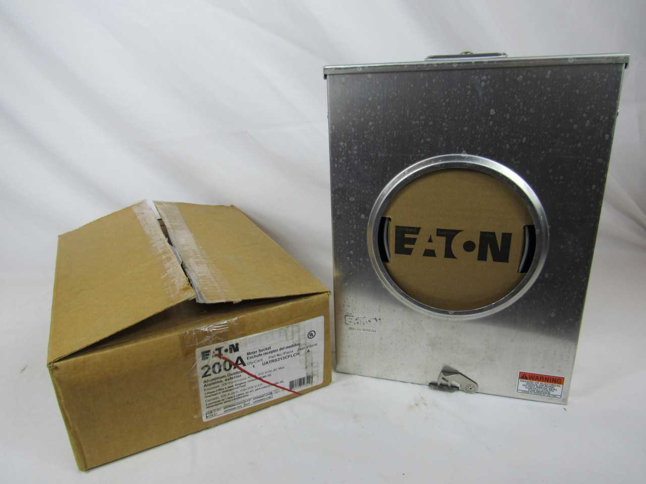 Quantity of 3 New Surplus Eaton UATRS213CFLCH Meter Socket Ringless 200A 600V 1Ph 4Jaws NEMA 3R - INDUSTRIAL PARTS