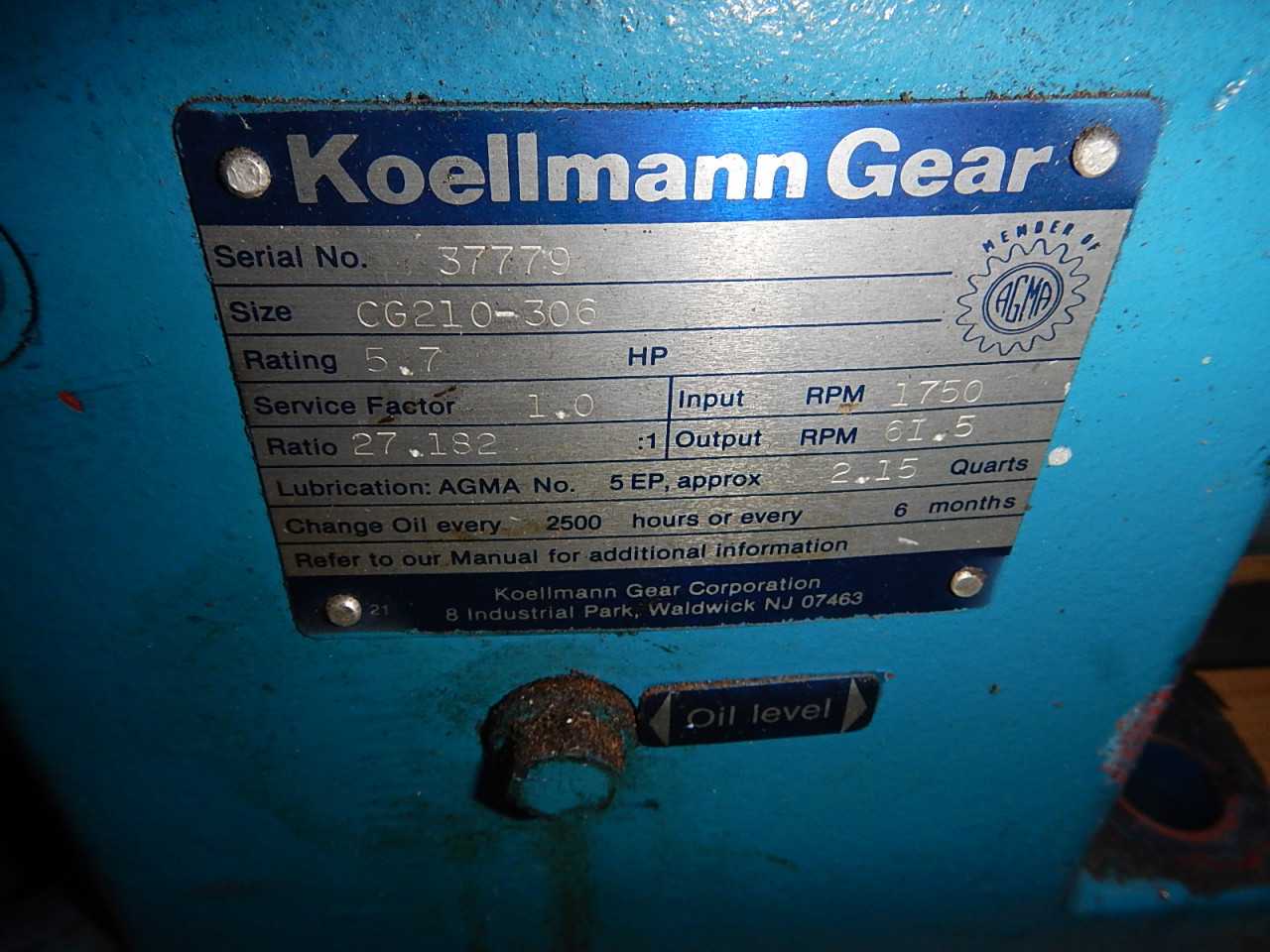 5 HP Koellmann Gear Reducer Model CG210-306 - GEAR REDUCERS