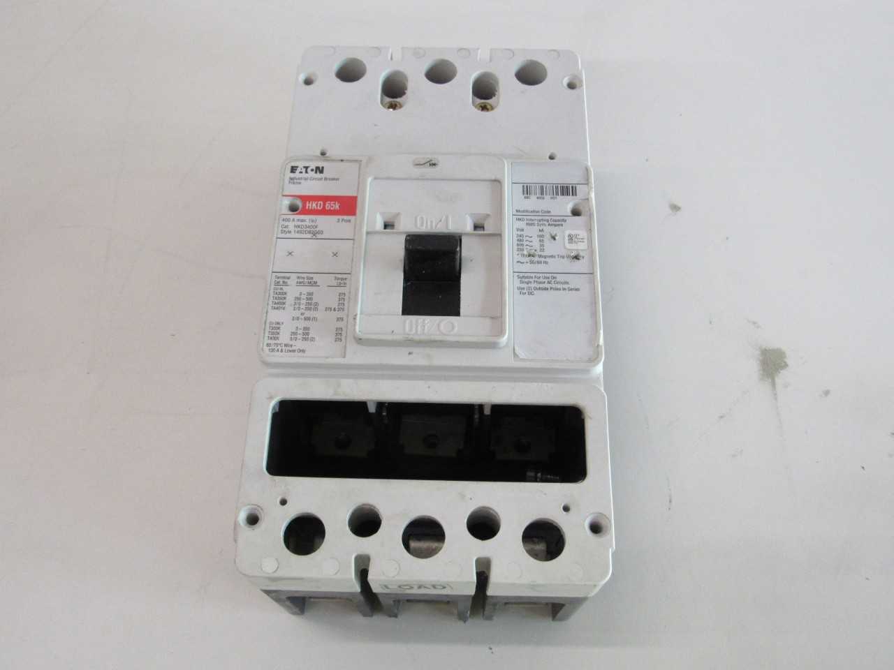 [SALVAGE - FOR PARTS ONLY] Eaton HKD3400F MCCB HKD 3P 400A - CIRCUIT BREAKERS