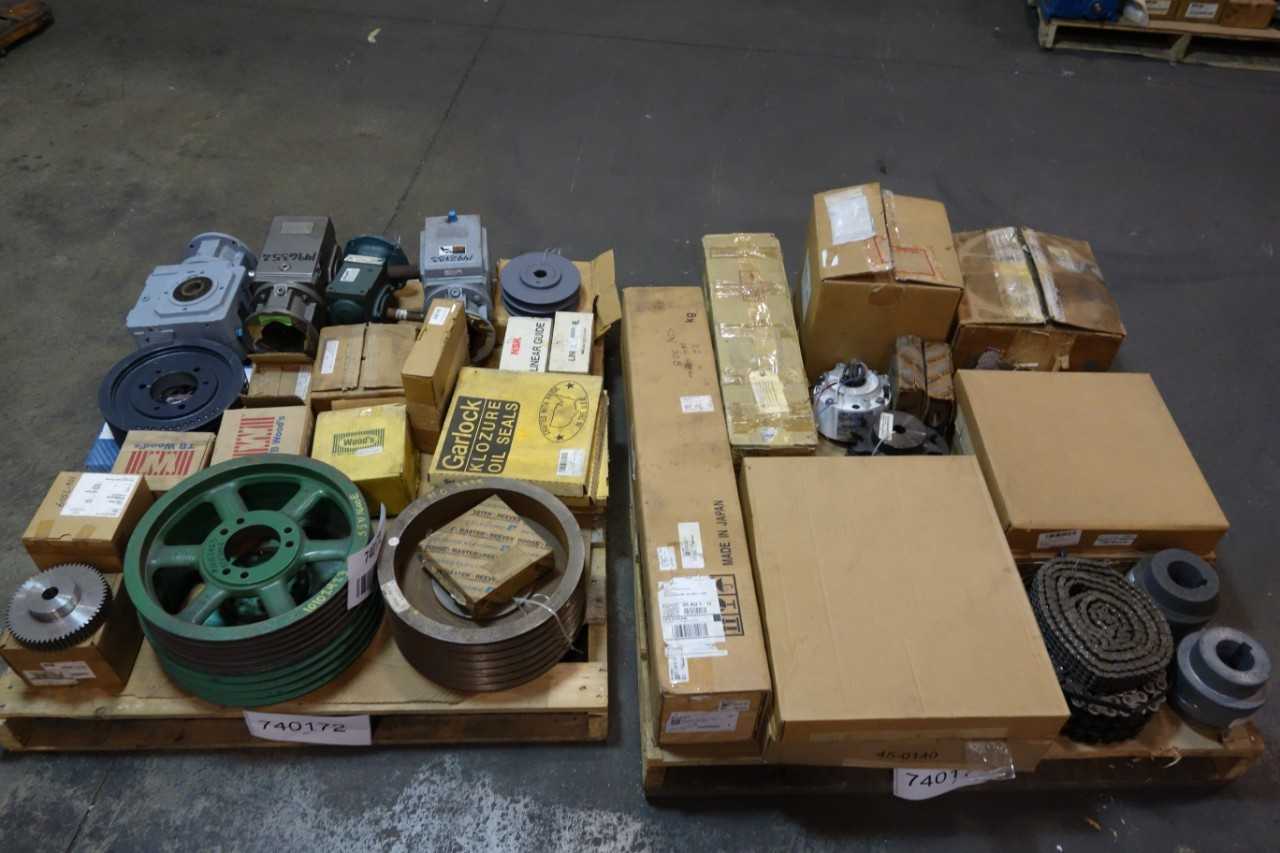 2 PALLETS OF ASSORTED GEAR REDUCERS, LINEAR BEARING, JAW COUPLING- DODGE, BROWNING, GARLOCK - GEAR REDUCERS 2 PALLETS OF ASSORTED GEAR REDUCERS, LINEAR BEARING, JAW COUPLING- DODGE, BROWNING, GARLOCK - GEAR REDUCERS