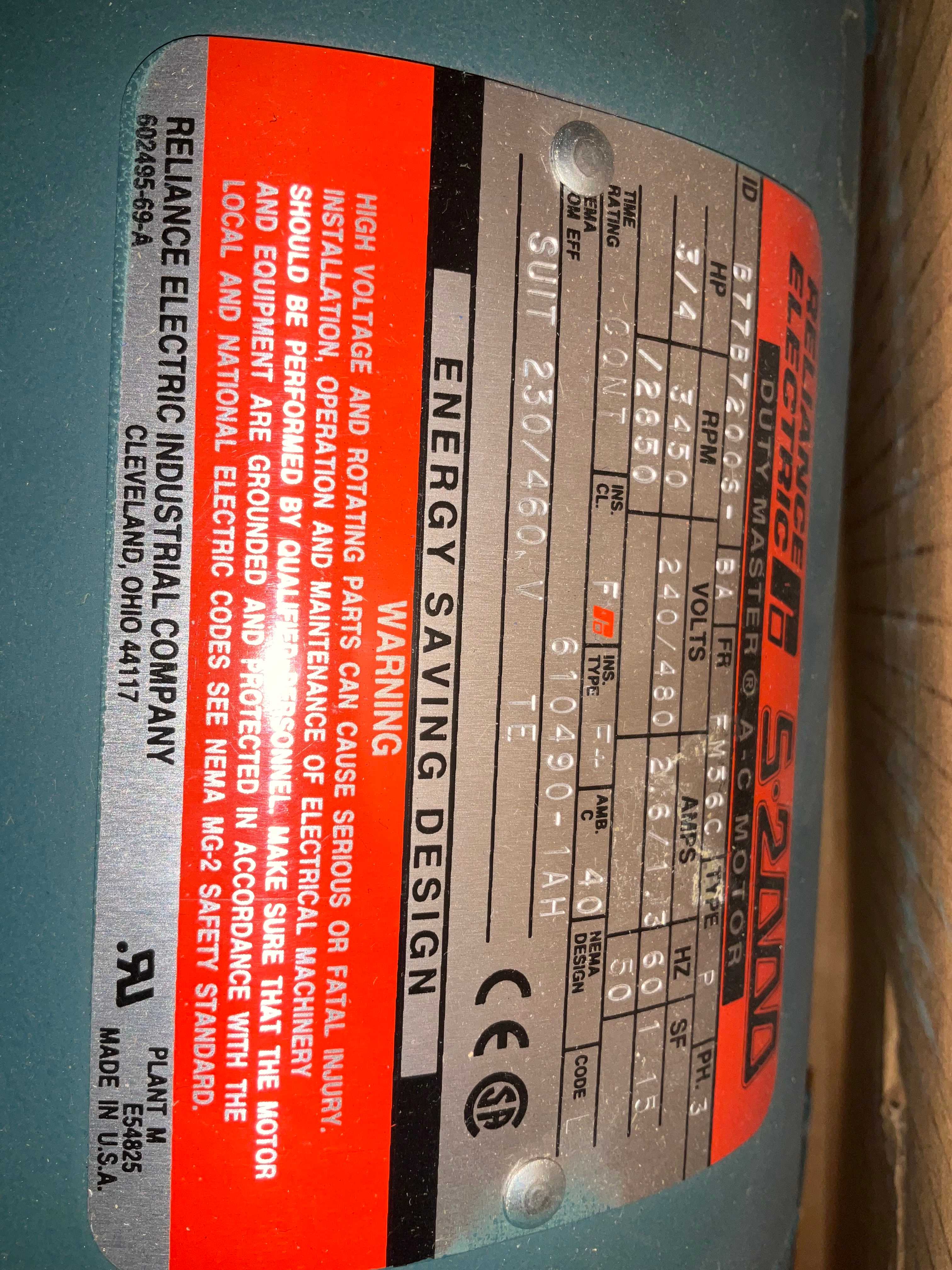 RELIANCE ELECTRIC CO S-2000 AC MOTOR - AC MOTOR