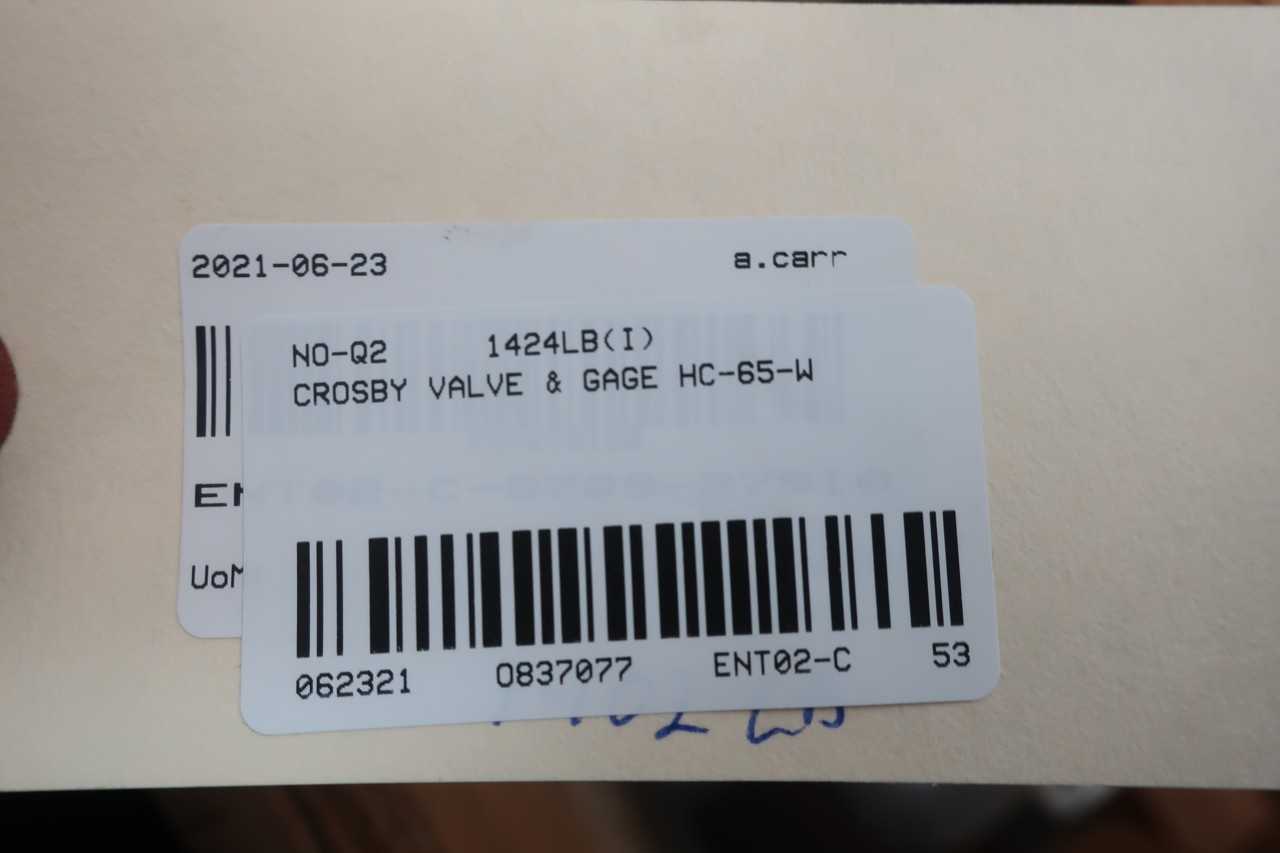 CROSBY VALVE & GAGE HC-65-W 829050LPH 6IN X 10IN 1100PSI RELIEF VALVE - RELIEF VALVE