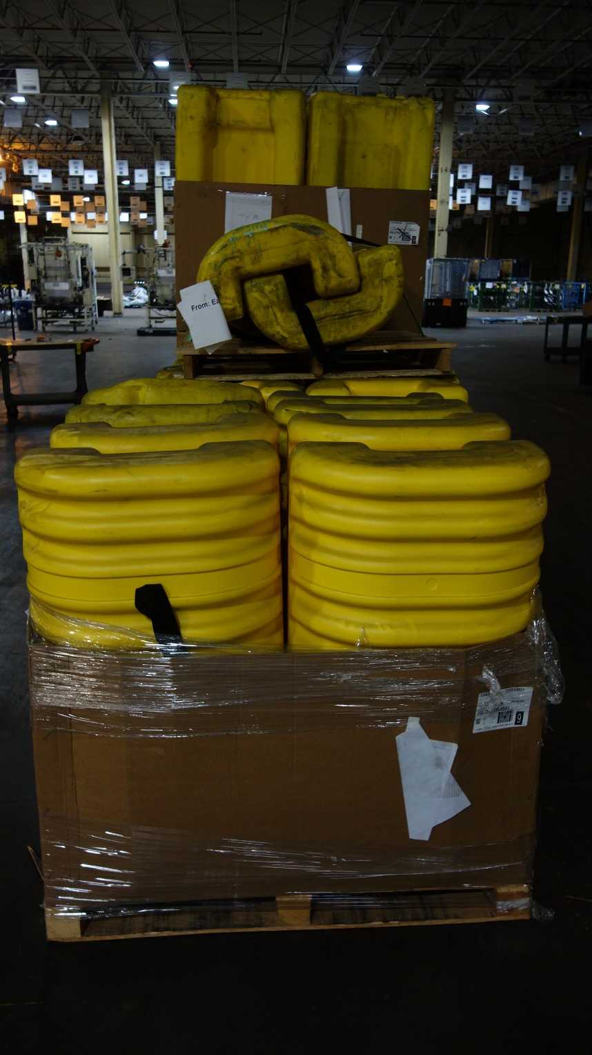 9 PALLETS OF WAREHOUSE RACKING COLUMN GUARD BUMPERS - MATERIAL HANDLING