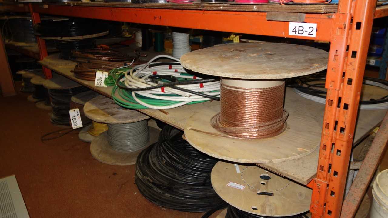 LOT OF ASSORTED SPOOLS OF WIRE - ELECTRICAL COMPONENTS