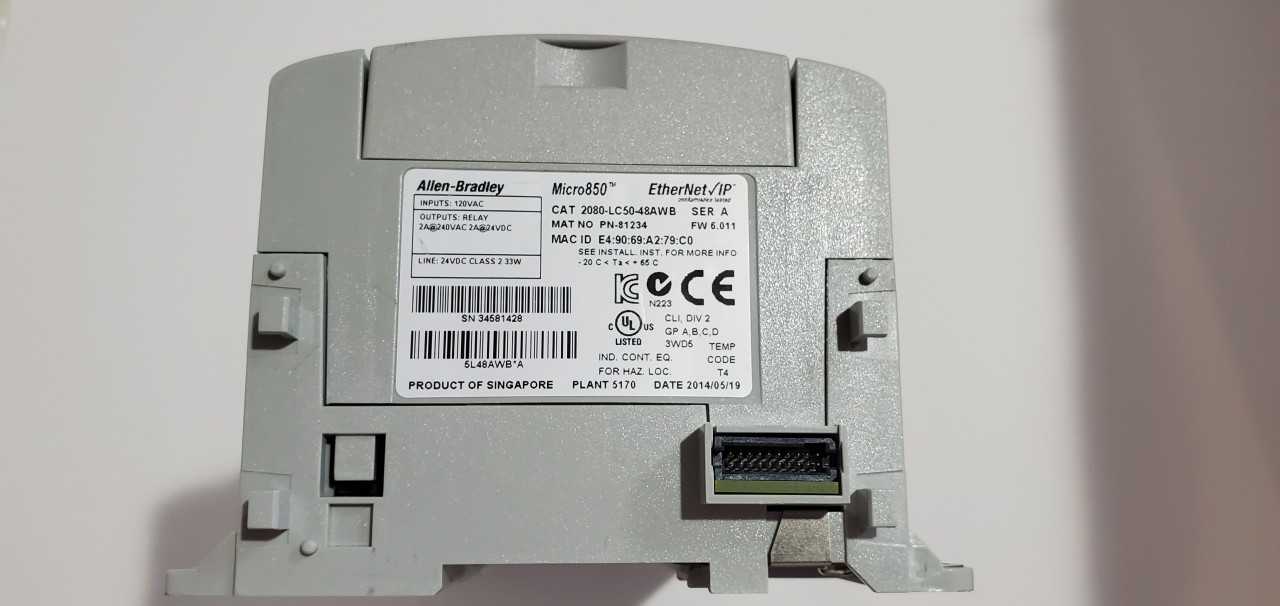 Allen Bradley Micro 850  2080-LC50-48AWB PLC - AUTOMATION & CONTROLS