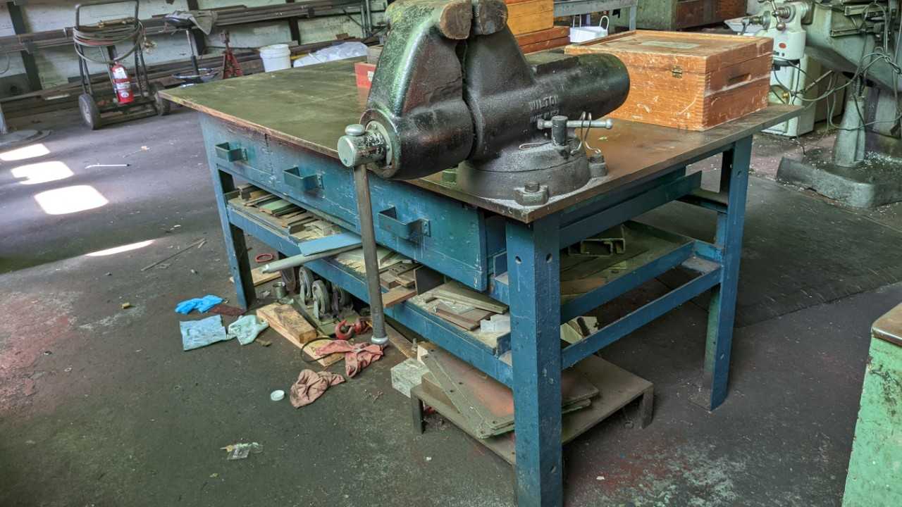 Metal 74" x 38" work table with walton heavy duty vice - PLANT & FACILITY EQUIPMENT