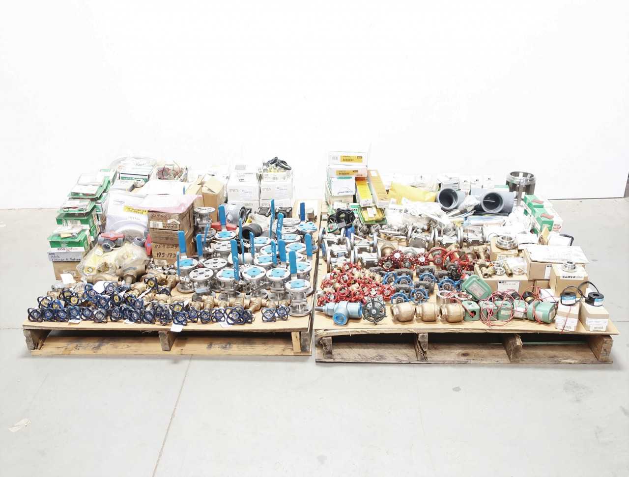 2 PALLETS OF ASSORTED VALVES, VALVE PARTS AND PLUMBING - VALVES
