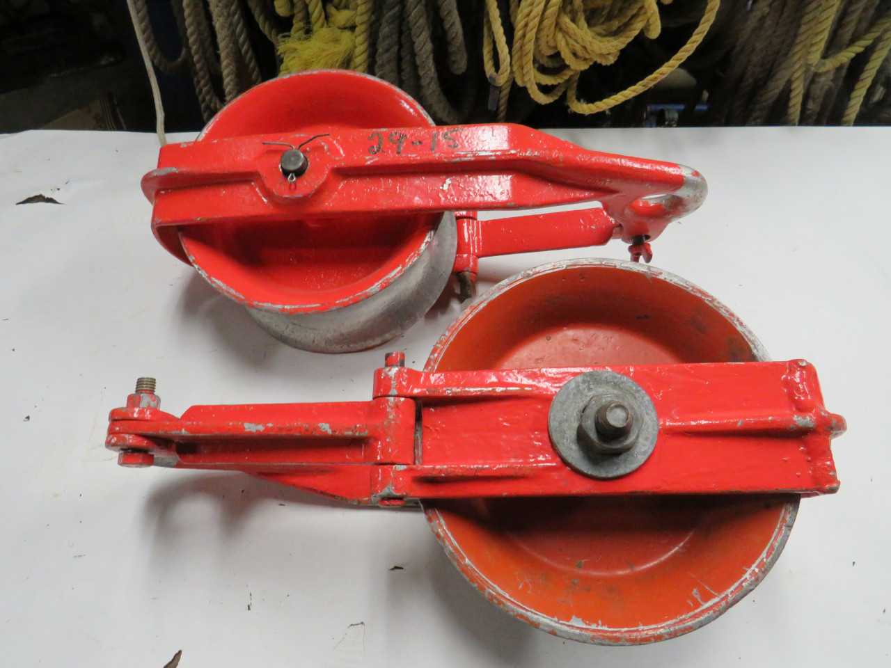 LOT OF 2 GREENLEE 10" HOOK TYPE CABLE SHEAVES NO HOOKS - ELECTRIC POWER TOOLS