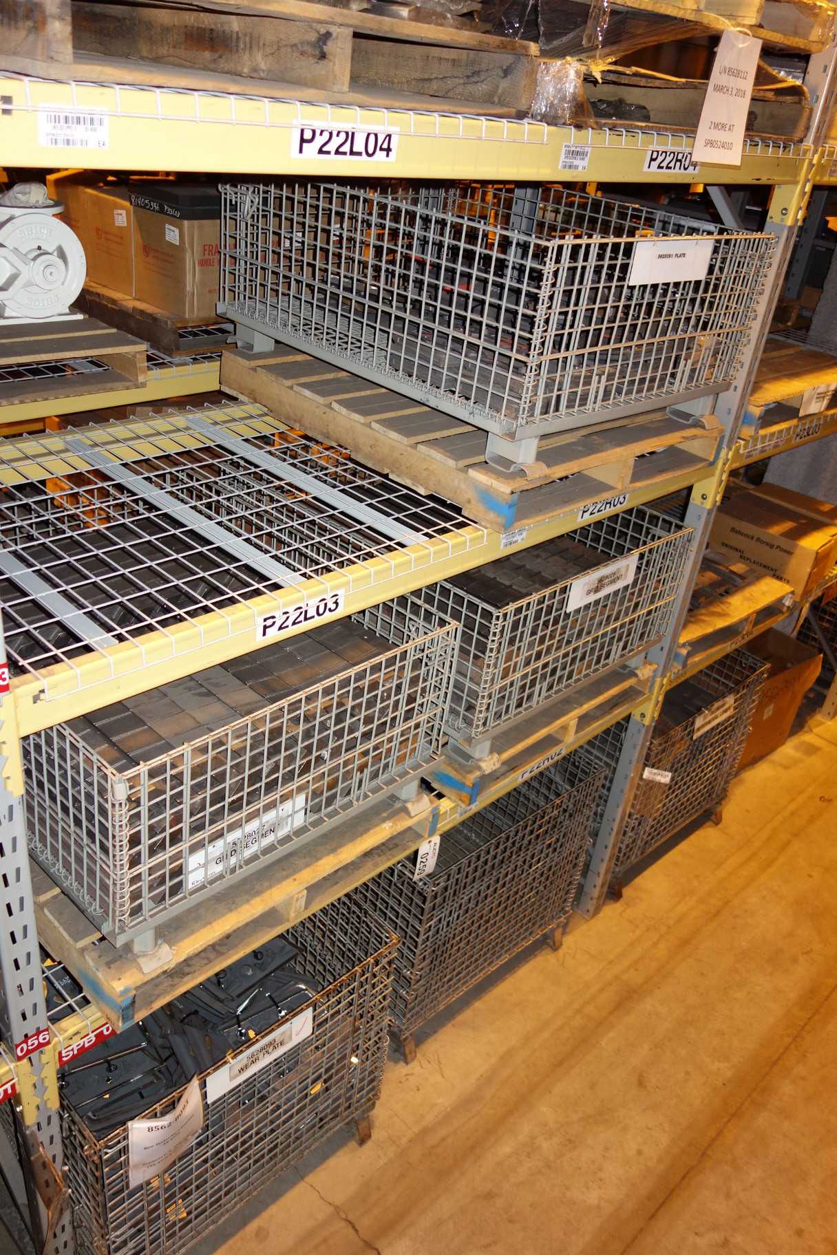 CONTENTS OF 1 UPRIGHT RACKING SECTION, LINERS - INDUSTRIAL PARTS