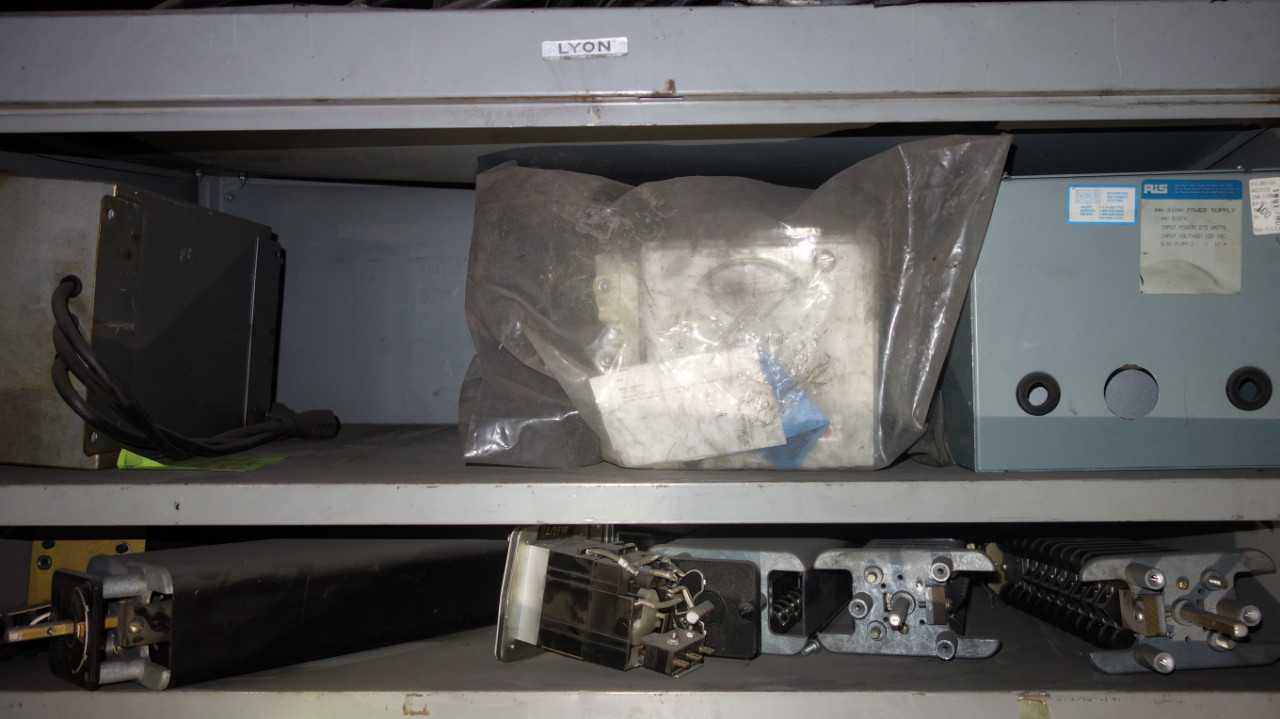 CABINET WITH CONTENTS, ASSORTED MRO, RELAYS - ELECTRICAL COMPONENTS