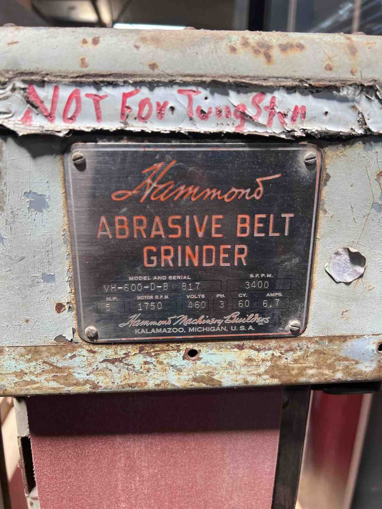 Hammond Abrasive Belt Grinder - GRINDING MACHINES