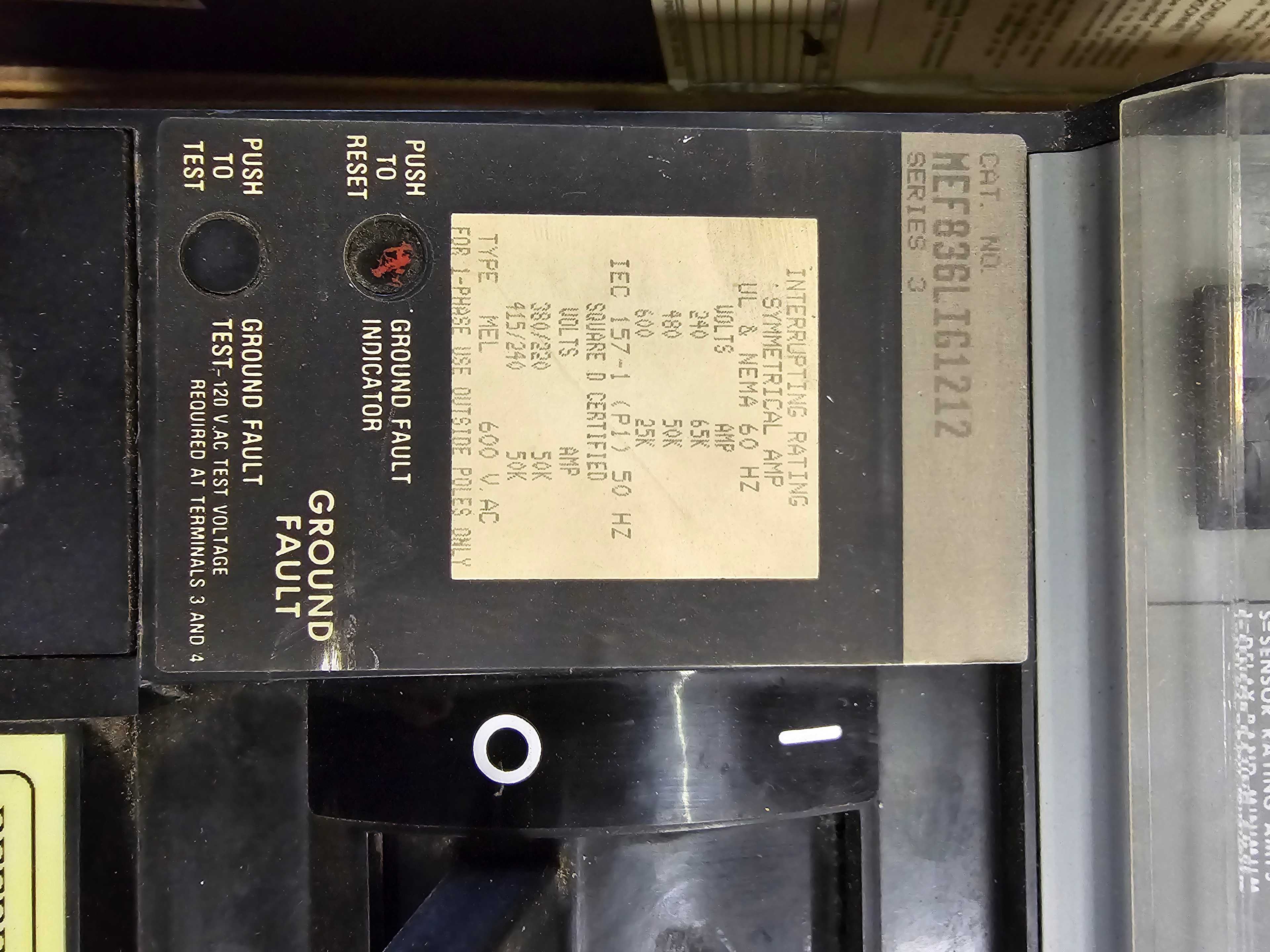 SQUARE D 800 AMP CIRCUIT BREAKER W/ 600 AMP TRIP - MEF836LIG1212 - CIRCUIT BREAKERS SQUARE D 800 AMP CIRCUIT BREAKER W/ 600 AMP TRIP - MEF836LIG1212 - CIRCUIT BREAKERS