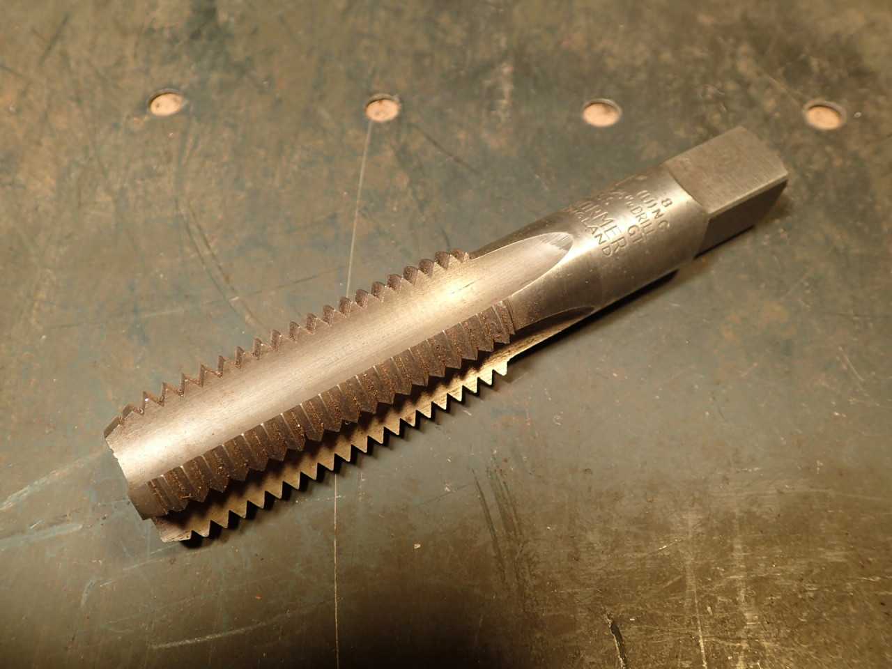 Dormer 1" -8 NC UNC Hand Thread Tap: 4-Flute, 2-1/2" Long Flutes, England, Used - END MILLS