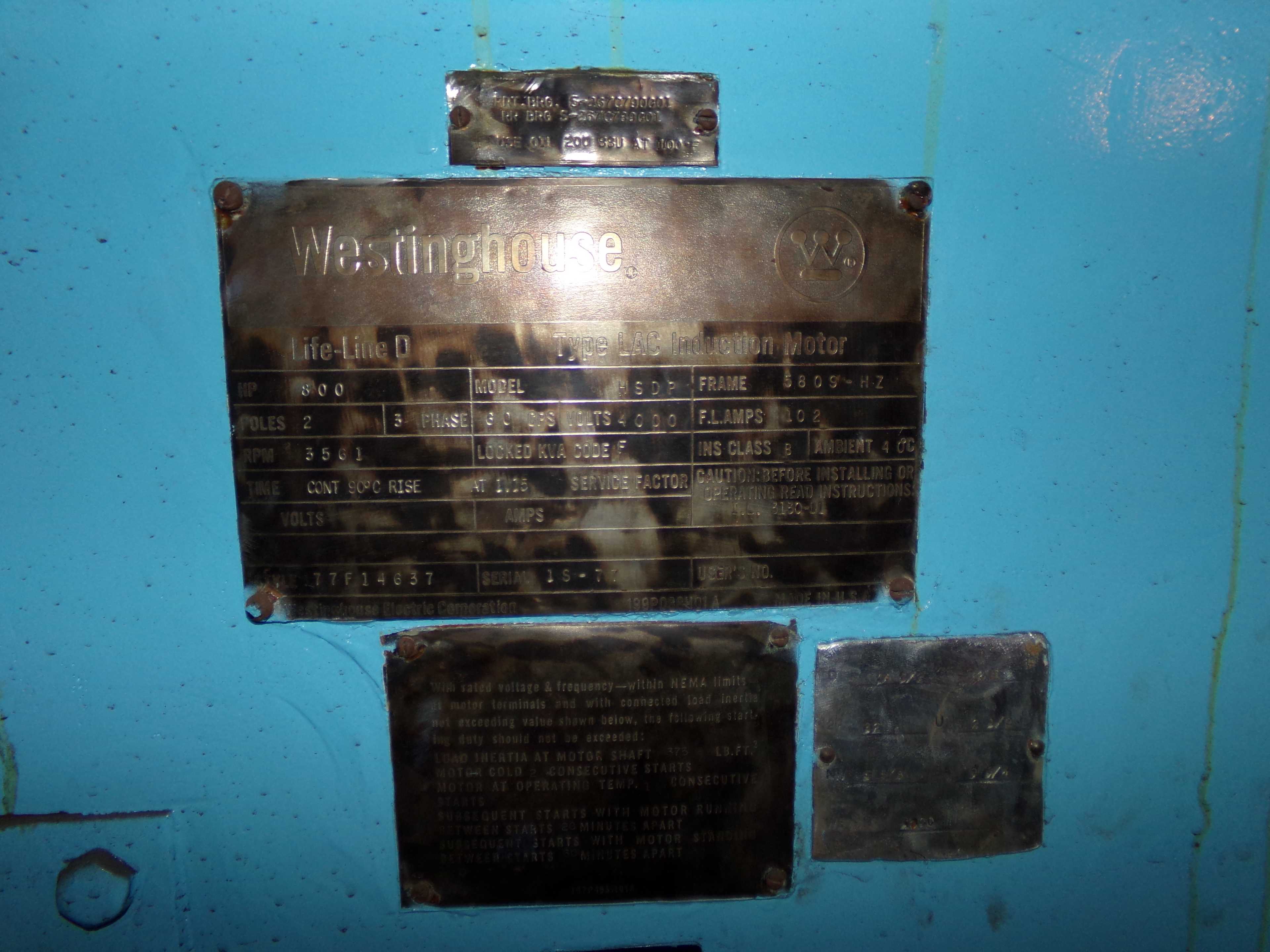 WESTINGHOUSE HSDP INDUCTION MOTOR - ELECTRIC MOTORS