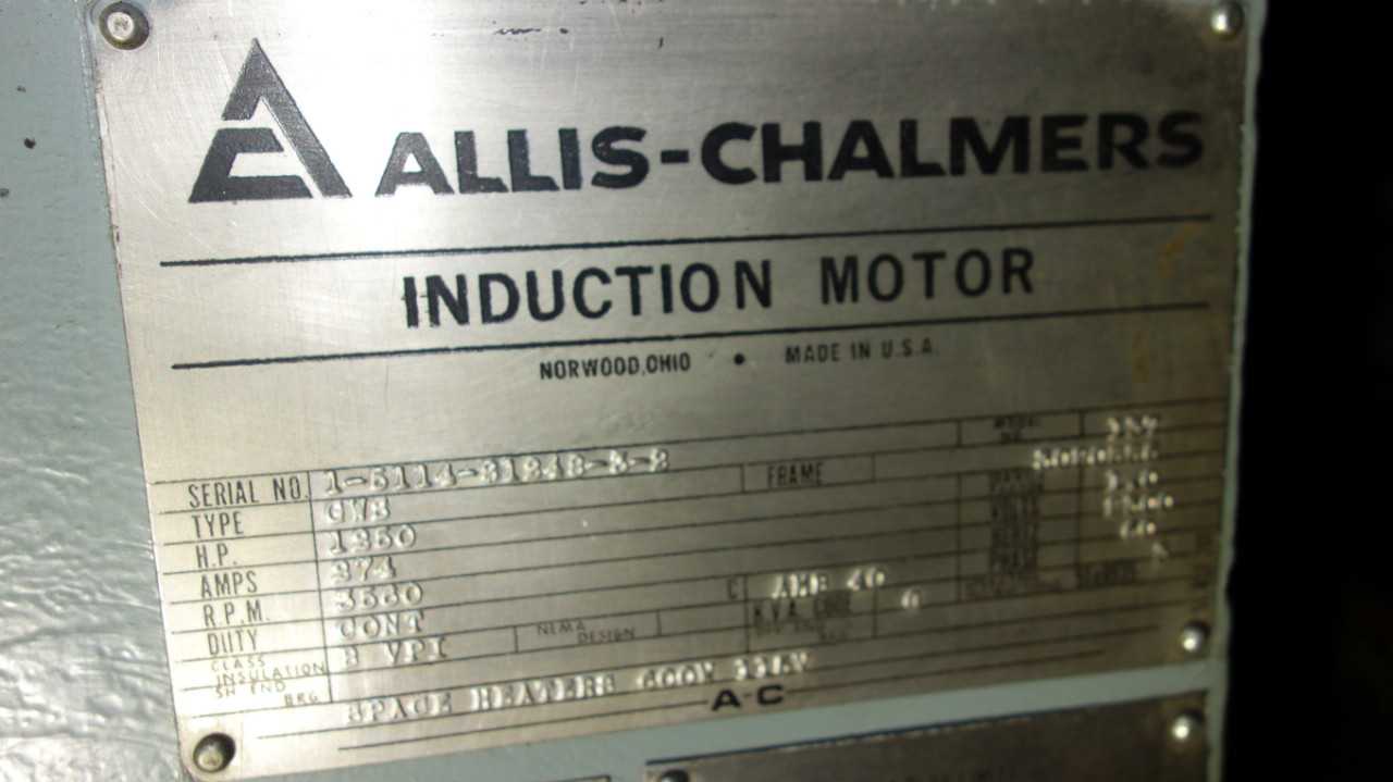 ALLIS CHALMERS 136 GWS 1250HP AC MOTOR 2300V 3020SS6 - MISCELLANEOUS