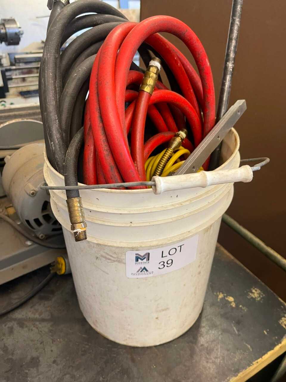 Bucket of Misc Hoses - ELECTRIC POWER TOOLS
