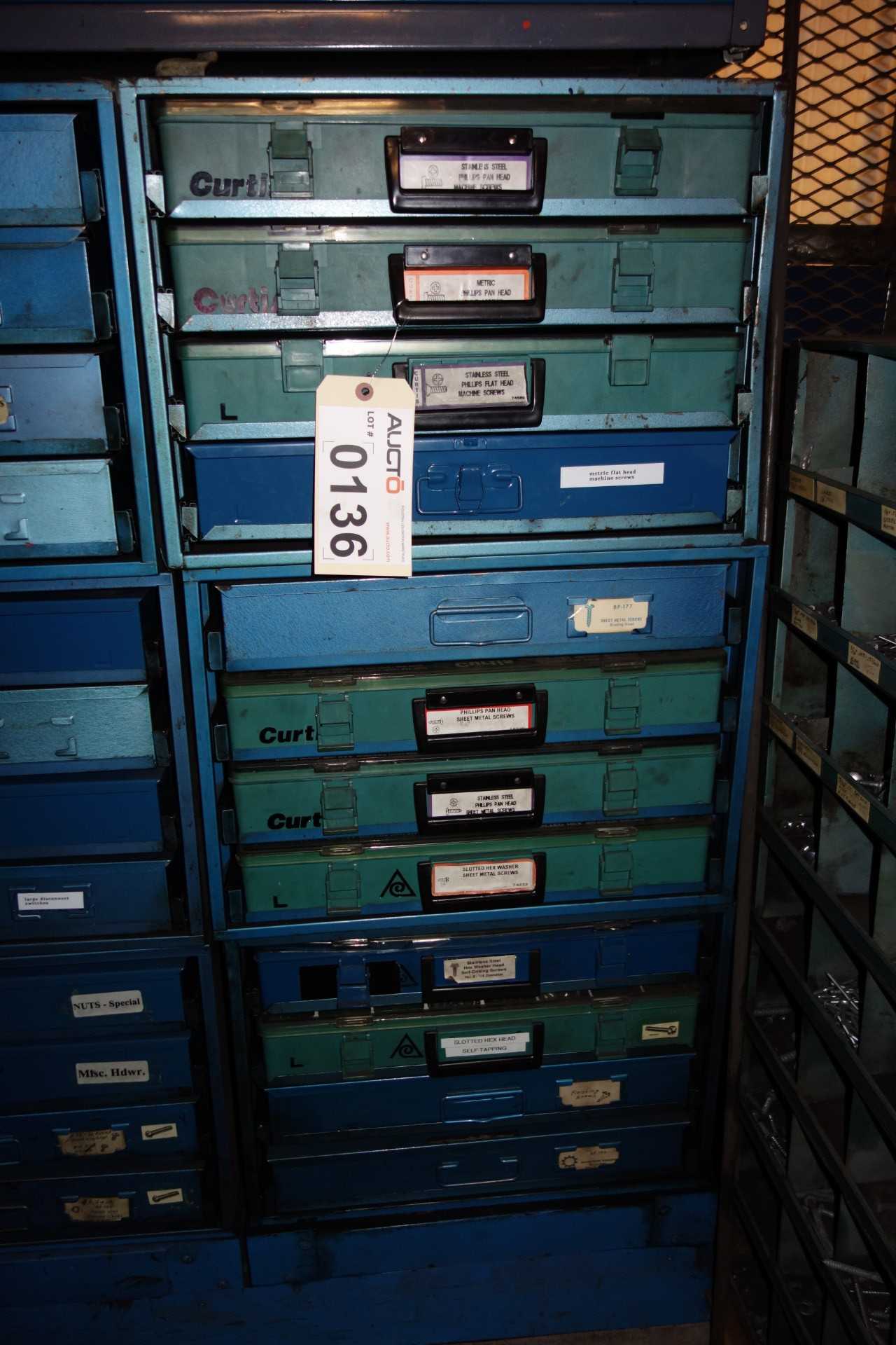 CONTENTS WITH CURTIS TOOLBOX, MACHINE SCREWS - MACHINING ACCESSORIES & TOOLING