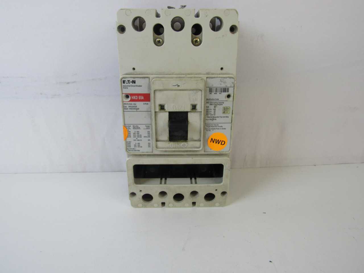 Quantity of 1x HKD3400F 3P 400A 600VAC Molded Case Circuit Breakers - CIRCUIT BREAKERS