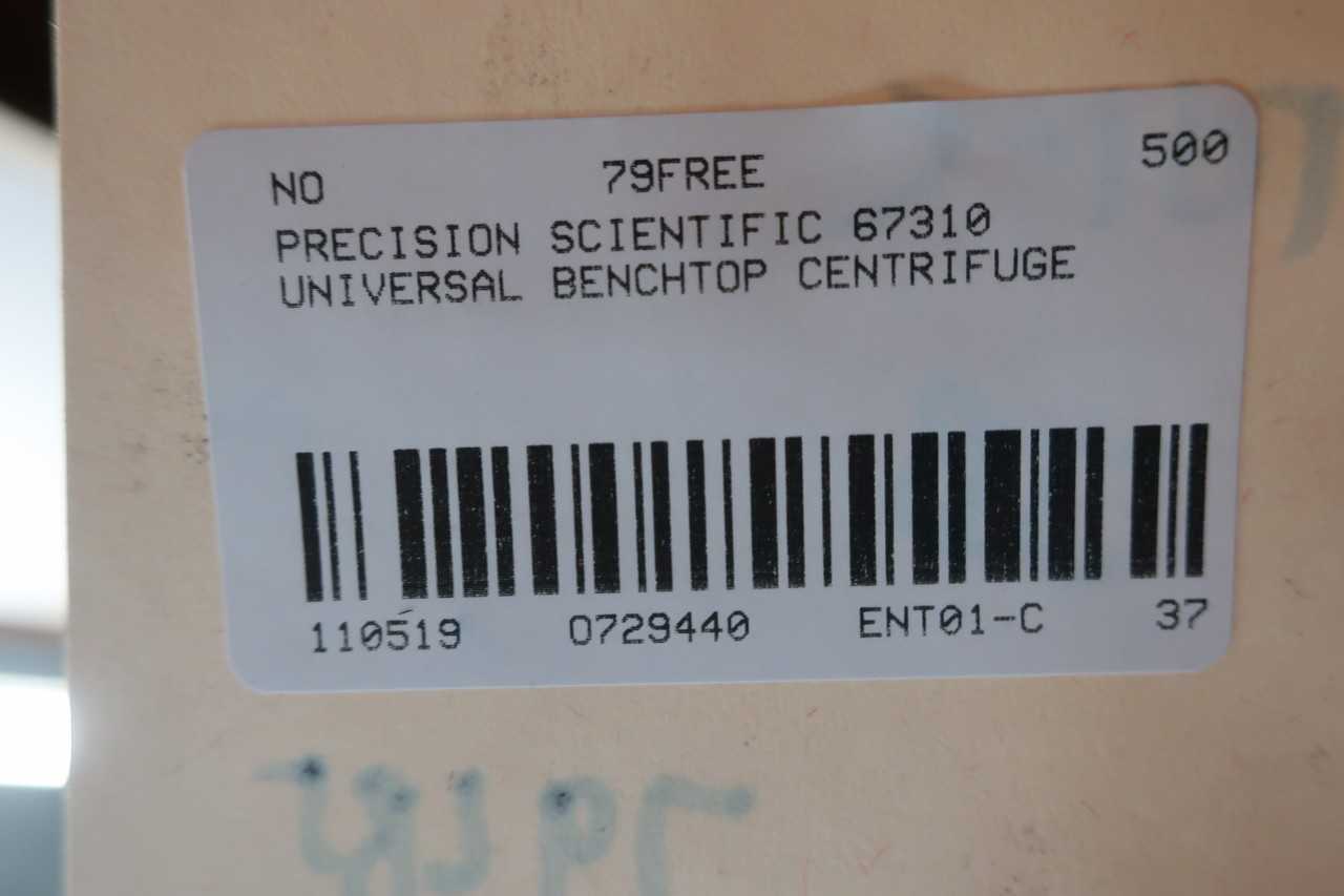 PRECISION SCIENTIFIC 67310 UNIVERSAL BENCHTOP CENTRIFUGE - GRINDING MACHINES