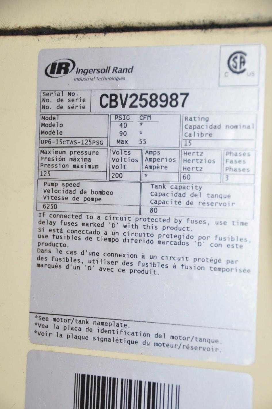INGERSOLL RAND Air Compressor - AIR COMPRESSORS