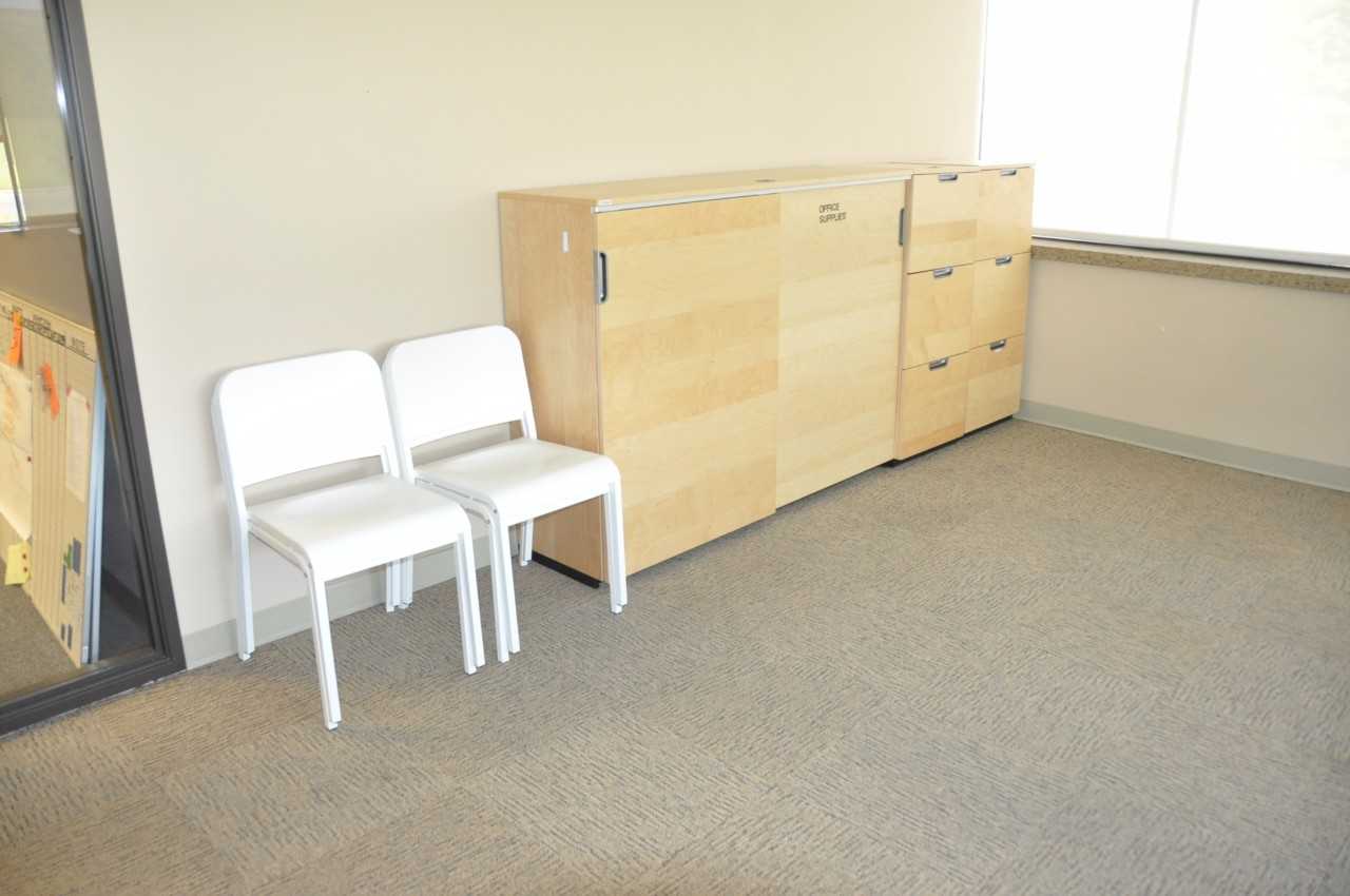 Lot-Desk, Chair, (3) File Cabinets, (1) 2-Door Cabinet, Round Table and (7) Chairs - MISCELLANEOUS