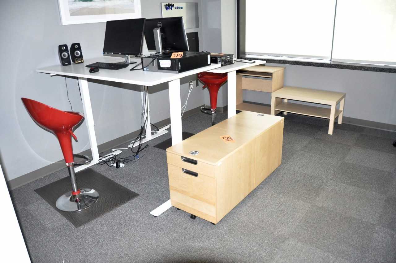 Lot-(2) Desks, Chairs, Organizer Rack, (2) File Cabinets and (2) Stands - MISCELLANEOUS