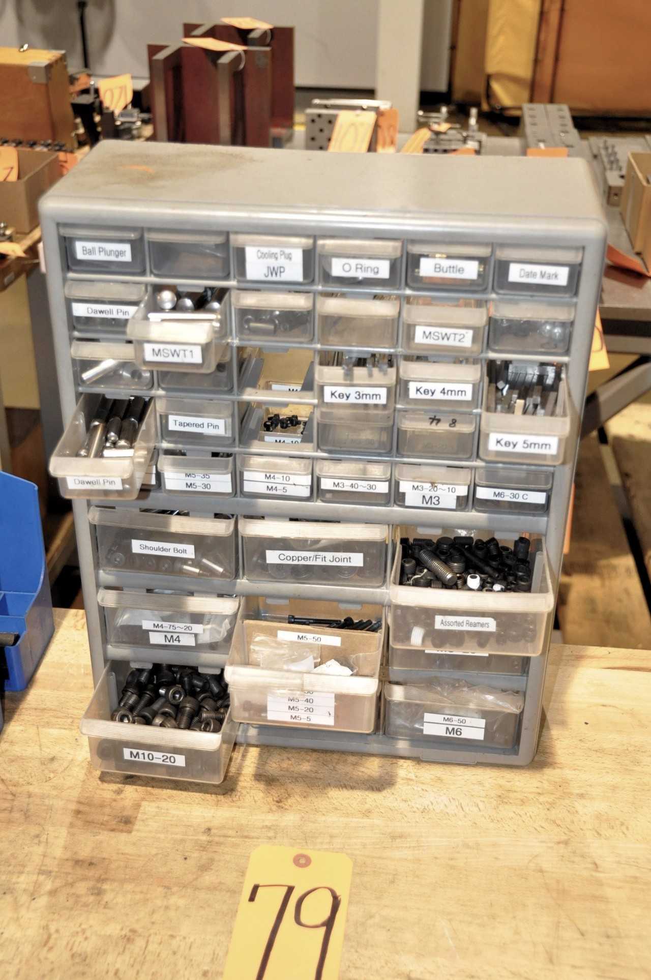 Plastic Bin Cabinet with Hardware Contents - TOOL STORAGE