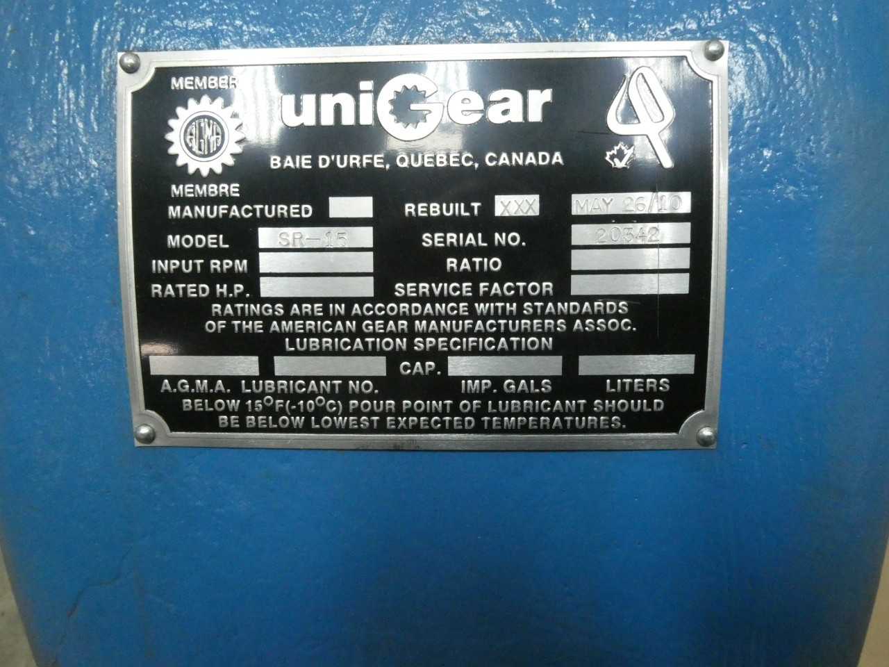 DOMINION ENGINEERING SR-15 ENCLOSED GEAR DRIVE - GEAR REDUCERS