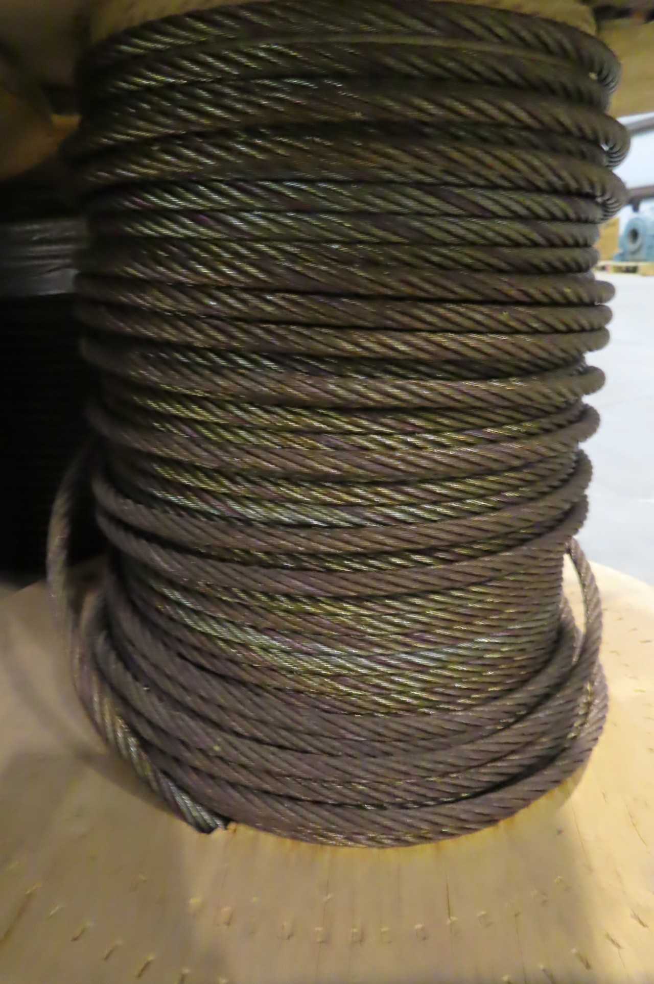 LOT OF 6 STEEL WIRE ROPE SPOOLS 5/16 IN X 140 FT/REEL - ELECTRICAL COMPONENTS