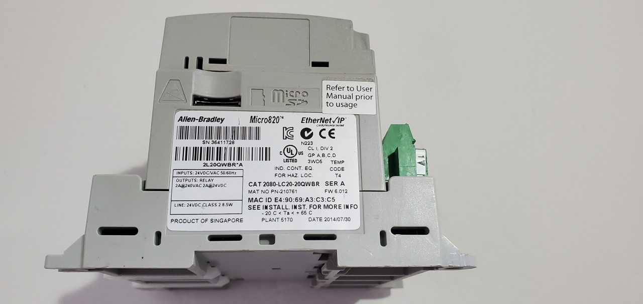 Allen Bradley Micro 820 2080-LC20-20QWB PLC - AUTOMATION & CONTROLS