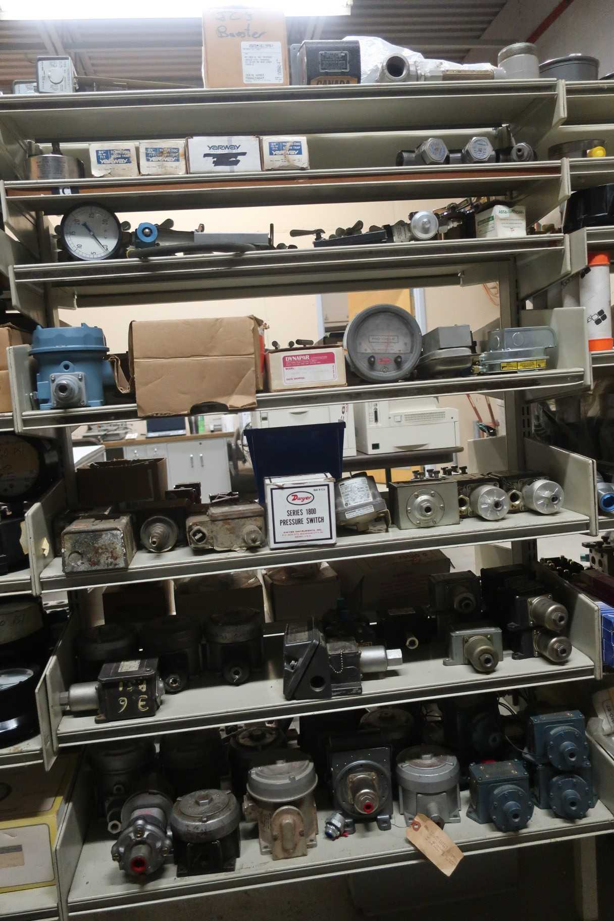 ASSORTED INSTRUMENTATION, PRESSURE SWITCHES, REGULATORS, STEAM TRAPS, DWYER, DYNAPAR, SQUARE D, YARWAY - ELECTRICAL COMPONENTS
