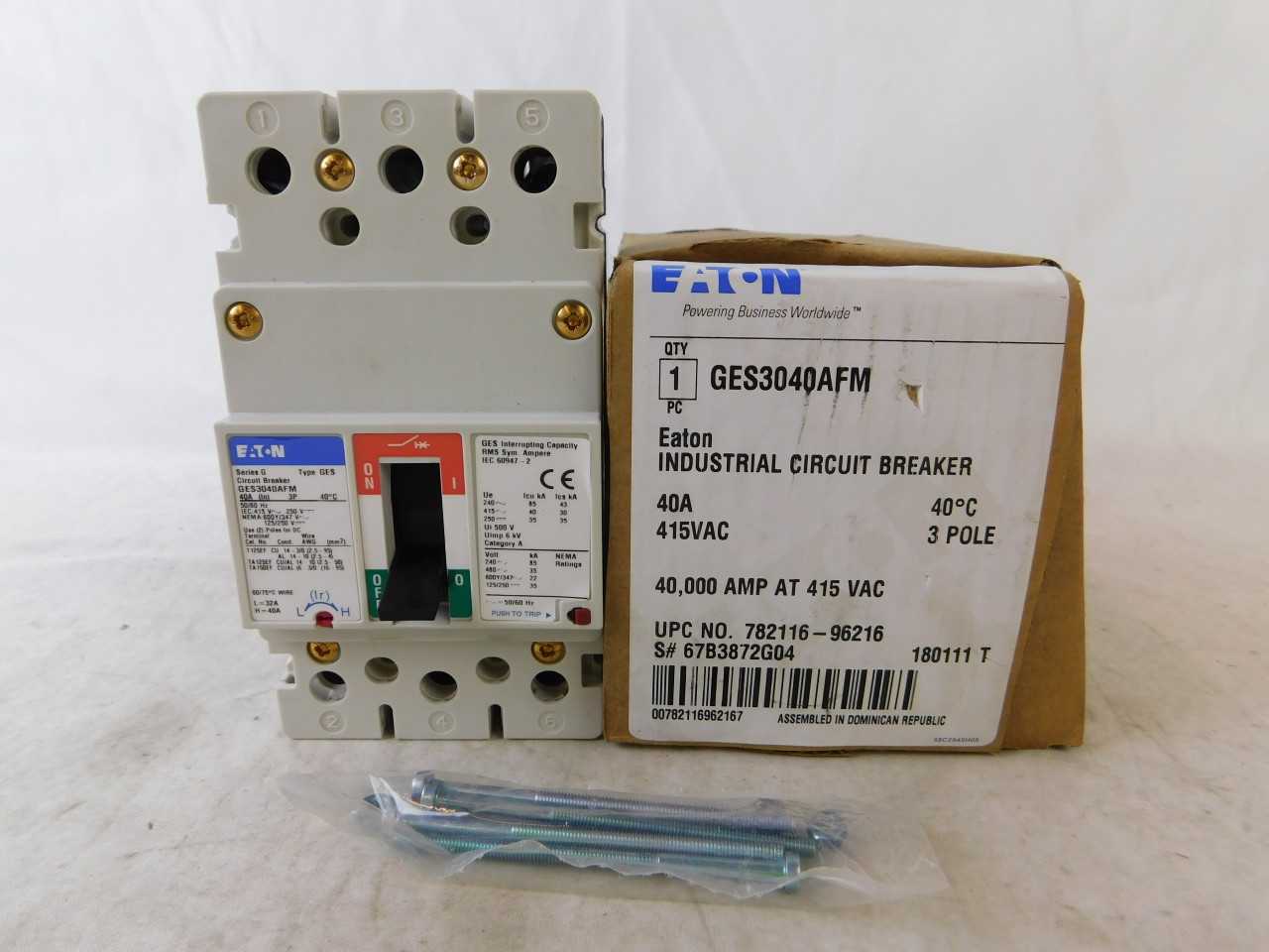 Quantity of 1x GES3040AFM MCCB/Molded Case Circuit Breakers - CIRCUIT BREAKERS Quantity of 1x GES3040AFM MCCB/Molded Case Circuit Breakers - CIRCUIT BREAKERS
