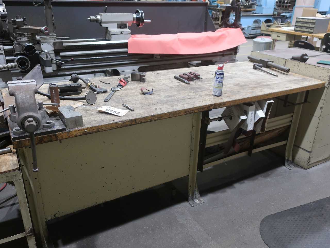 8'x3' work table with Wilton bench vise - PLANT & FACILITY