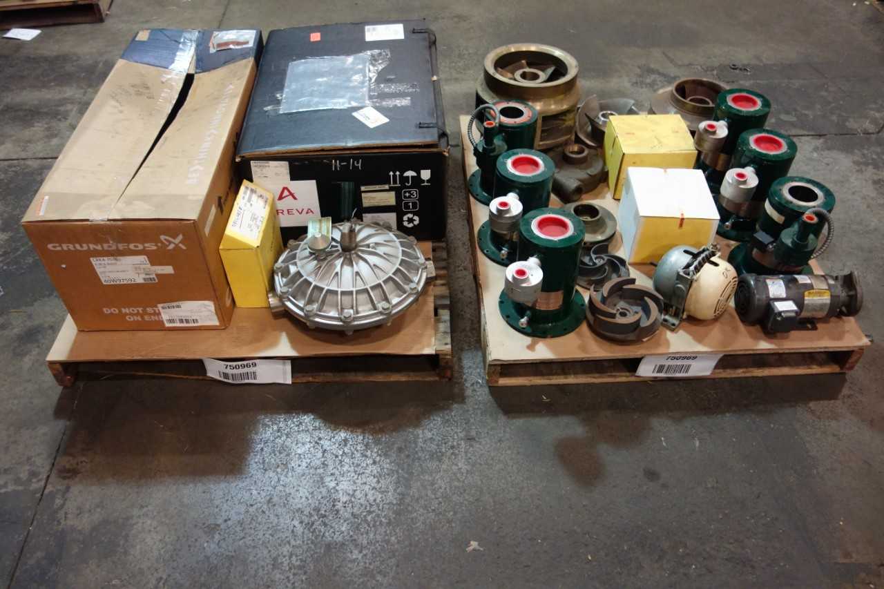 2 PALLETS OF ASSORTED CENTRIFUGAL PUMPS, IMPELLERS, PUMP PARTS - CENTRIFUGAL PUMP