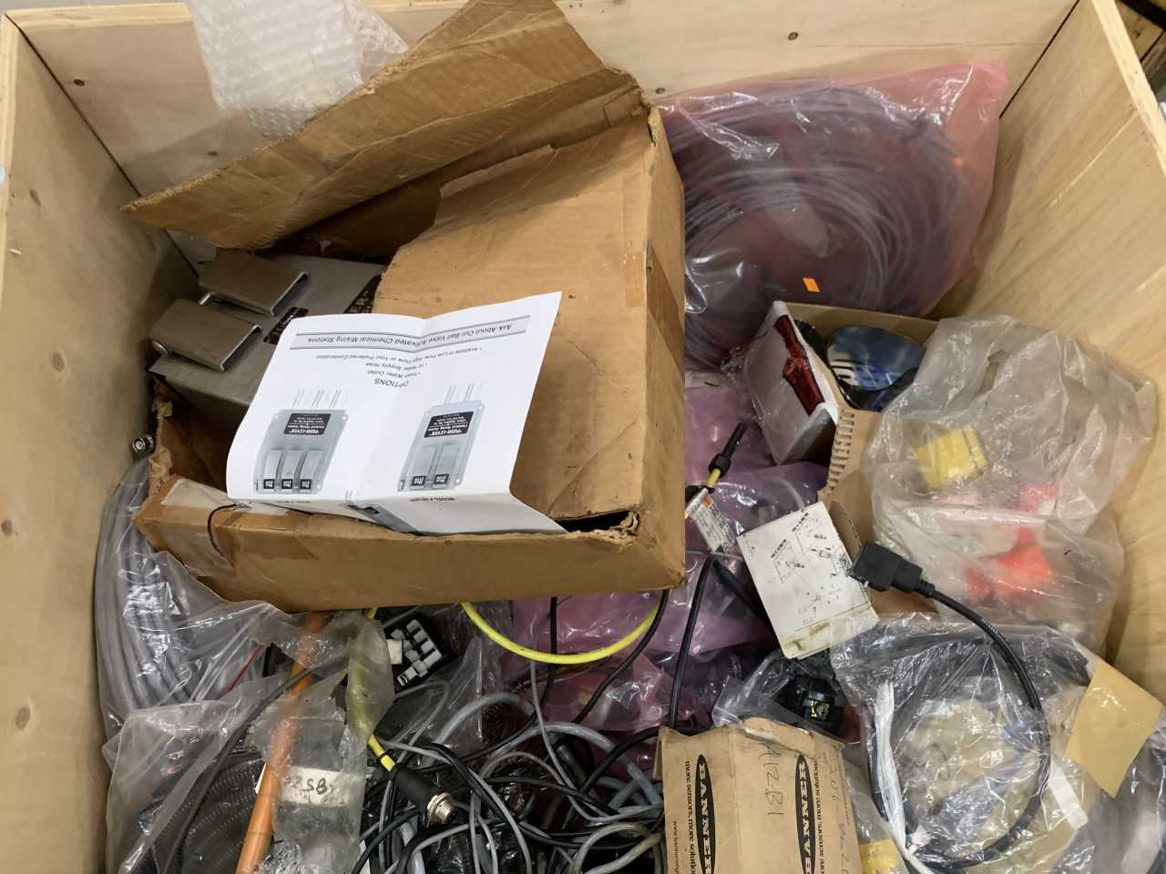 CRATE OF AUTOMATION AND ELECTRICAL PARTS EQUIPMENT - ELECTRICAL COMPONENTS