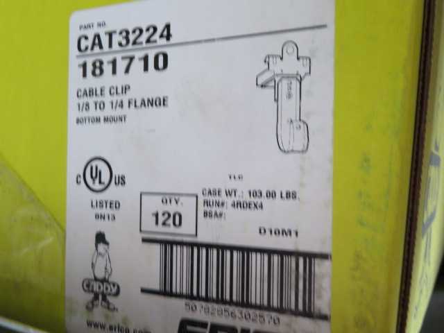 Caddy Cat (96) Boxes – 20 Per Box CAT 3224 Cable Clip 1/8 to ¼ Flange - ELECTRICAL COMPONENTS