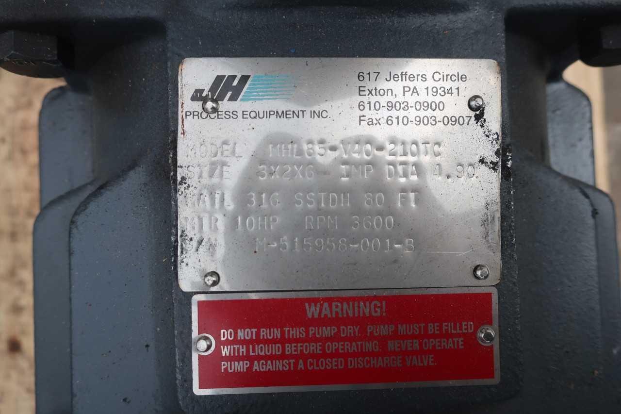 JH MHL85-V40-210TC PUMP ASSEMBLY 3X2X6IN 3600RPM 10HP 80FT - PUMPS