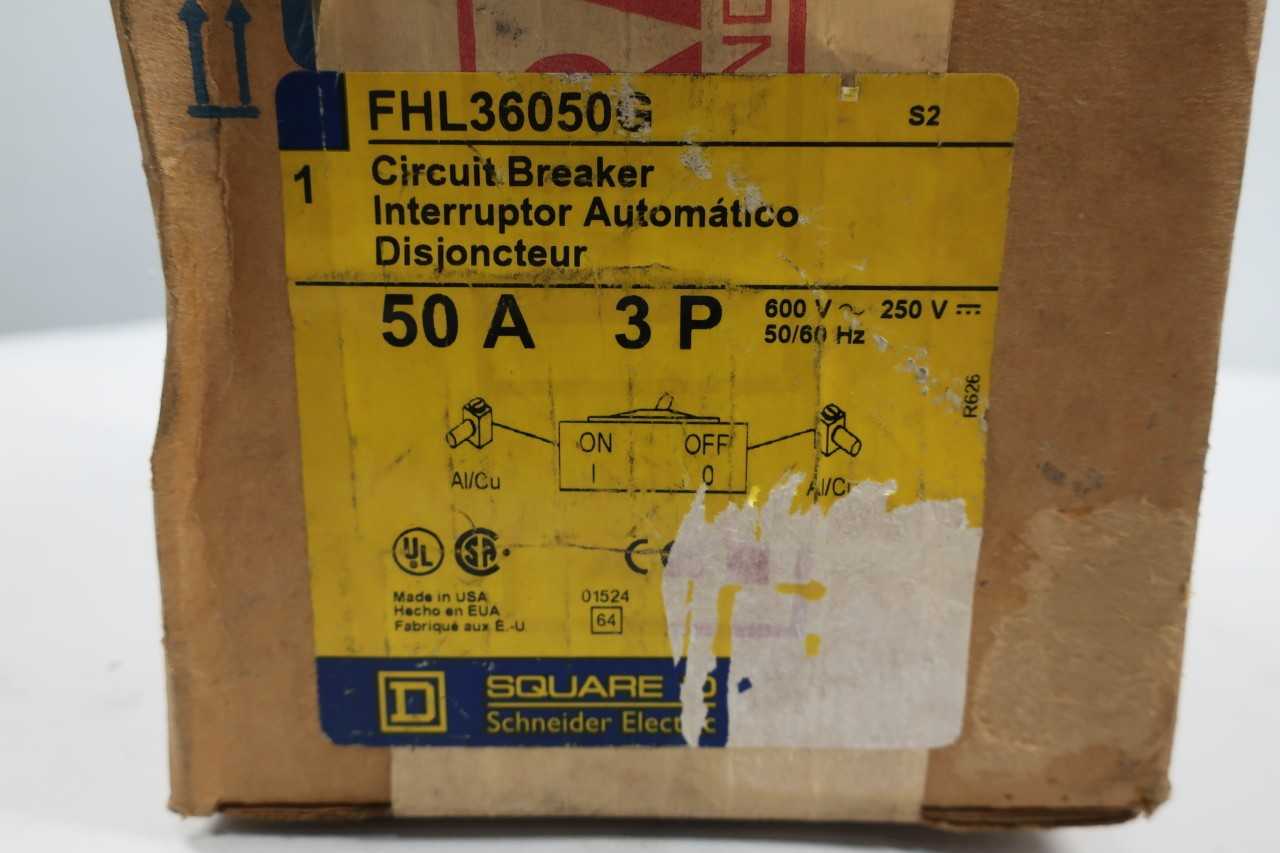 SQUARE D FHL36050G MOLDED CASE CIRCUIT BREAKER 3P 50A AMP 600V-AC - CIRCUIT BREAKERS
