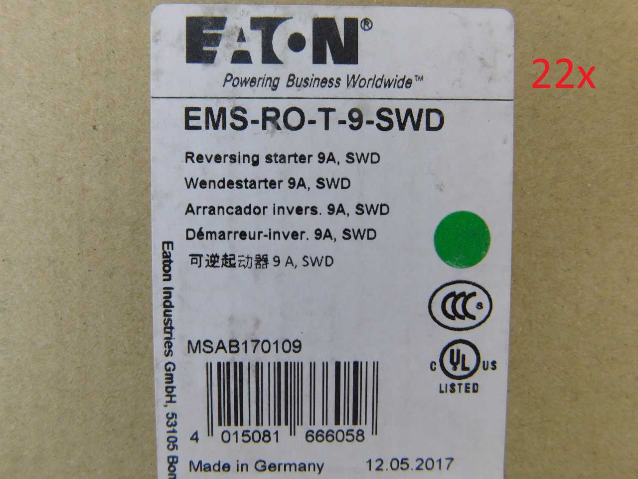 Lot of Quantity 22x EMS-RO-T-9-SWD Starters - MOTOR STARTERS Lot of Quantity 22x EMS-RO-T-9-SWD Starters - MOTOR STARTERS