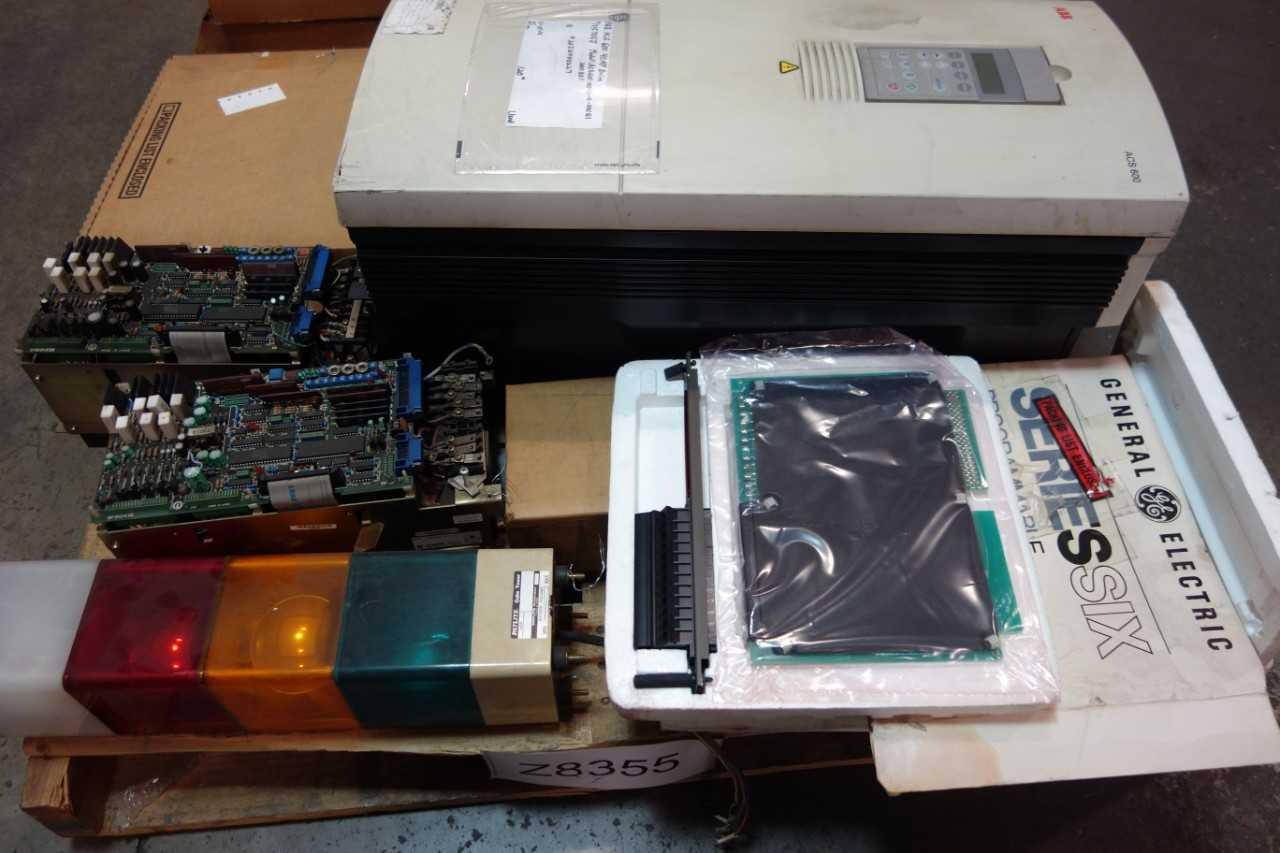 1 PALLET OF ASSORTED ELECTRICAL- AC MOTOR DRIVES, SERVO CONTROLLER- ABB, YASKAWA - MOTOR DRIVES
