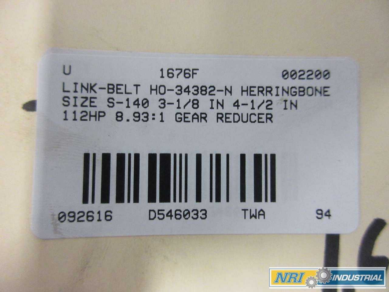 LINK-BELT HO-34382-N HERRINGBONE SIZE S-140 112HP 8.93:1 GEAR REDUCER - GEAR REDUCERS