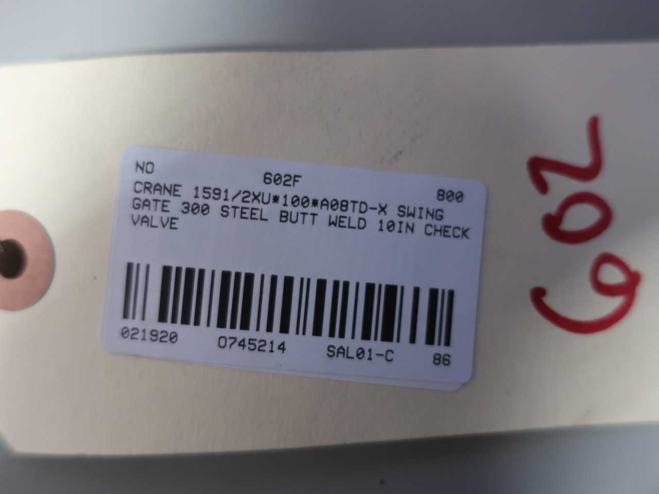 CRANE 1591/2XU*100*A08TD-X SWING GATE 300 STEEL BUTT WELD 10IN CHECK VALVE - CHECK VALVE
