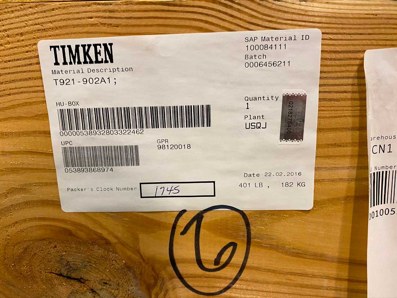 LOT OF 2 TIMKEN T921-902A1 ROLLER THRUST BEARINGS - BEARINGS