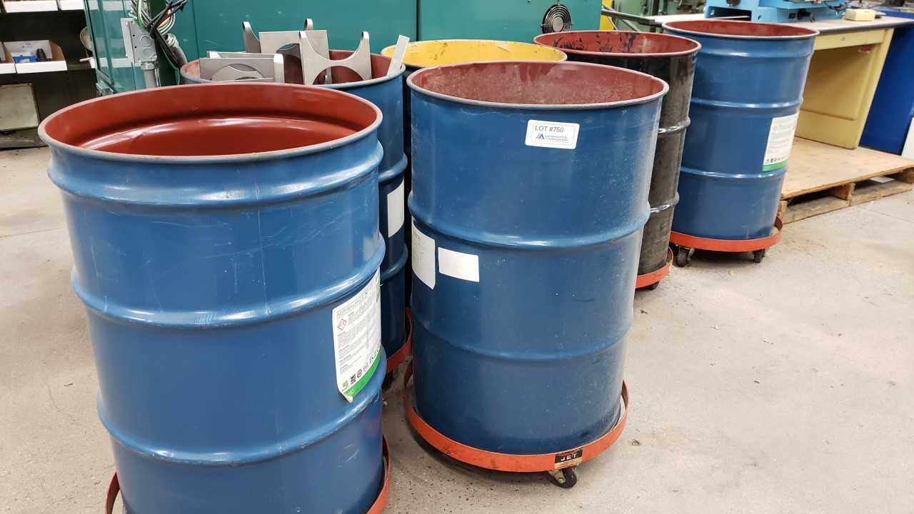 (6) 55 Gallon Drums on Dollies - ELECTRIC POWER TOOLS (6) 55 Gallon Drums on Dollies - ELECTRIC POWER TOOLS