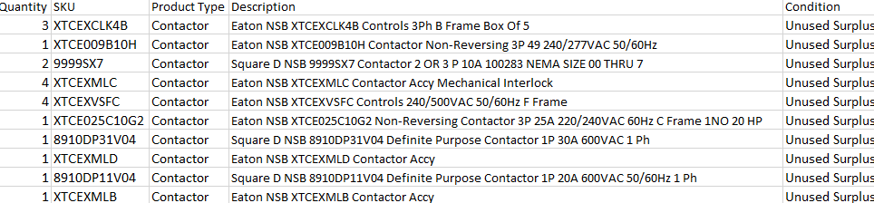 Quantity of 19x Assorted Contactors - CONTACTORS