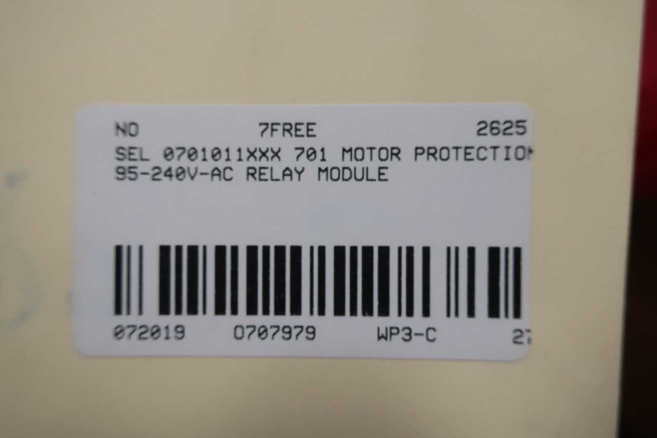 SEL 0701011XXX 701 MOTOR PROTECTION RELAY 95240VAC - ELECTRIC MOTORS