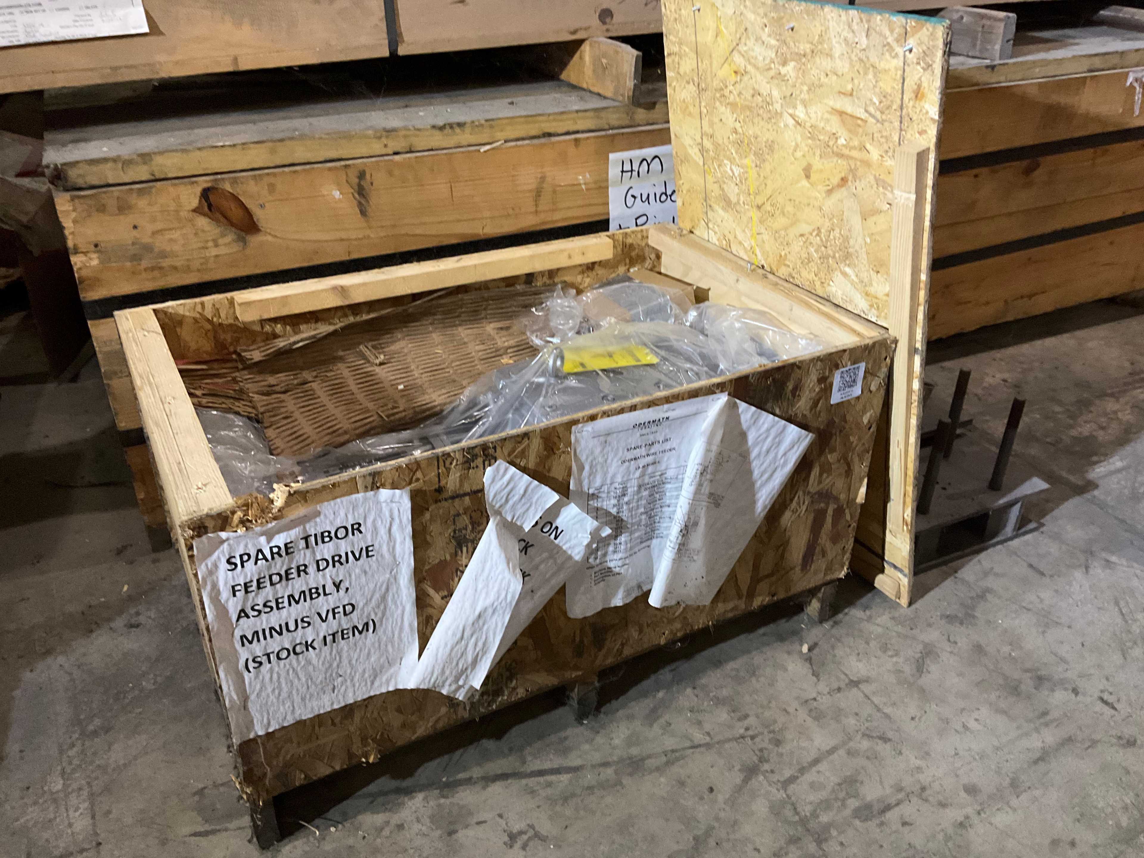 CRATE WITH DRIVE ASSEMBLY SPARES INCLUDING MOTOR AND GEAR REDUCER - INDUSTRIAL PARTS CRATE WITH DRIVE ASSEMBLY SPARES INCLUDING MOTOR AND GEAR REDUCER - INDUSTRIAL PARTS