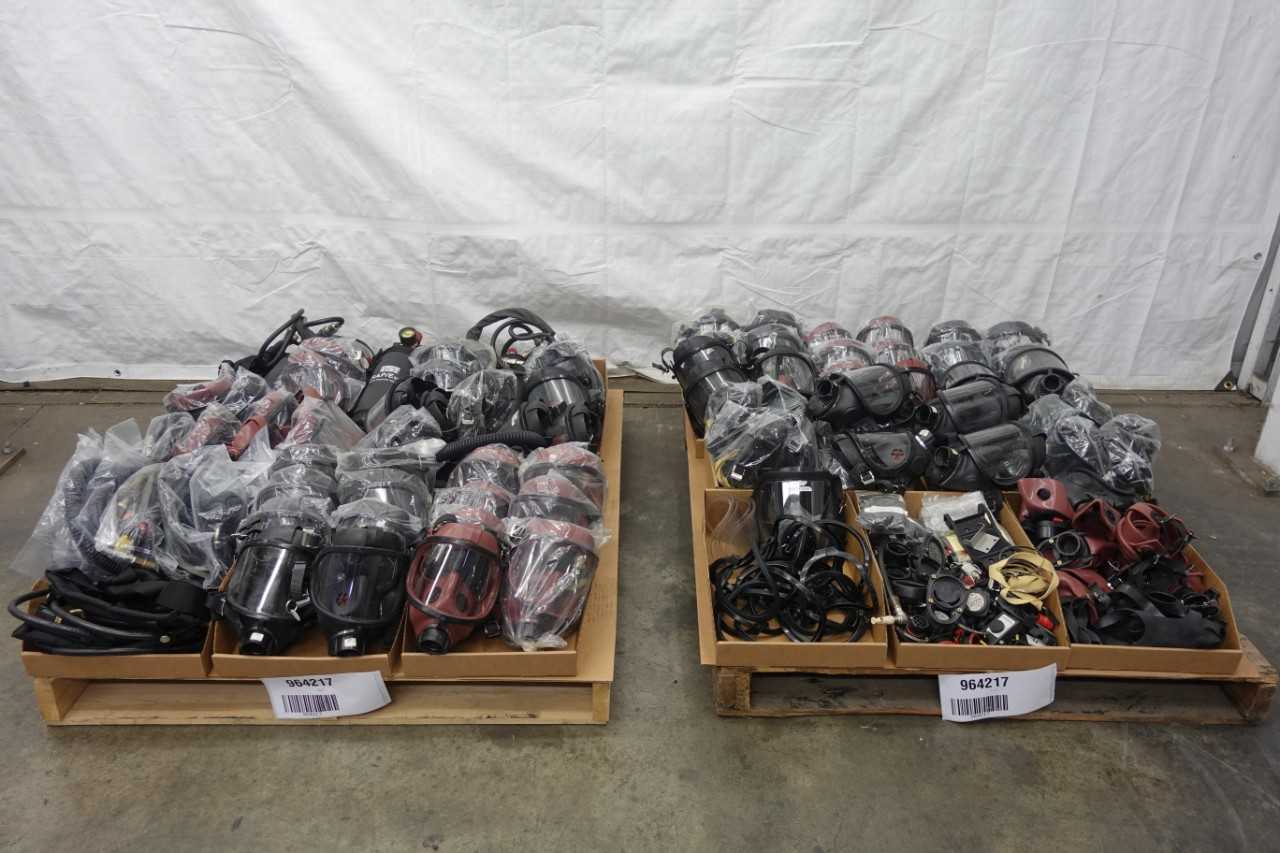 2 PALLETS OF ASSORTED ISI SUPPLIED AIR RESPIRATORS AND ACCESSORIES - ELECTRICAL COMPONENTS
